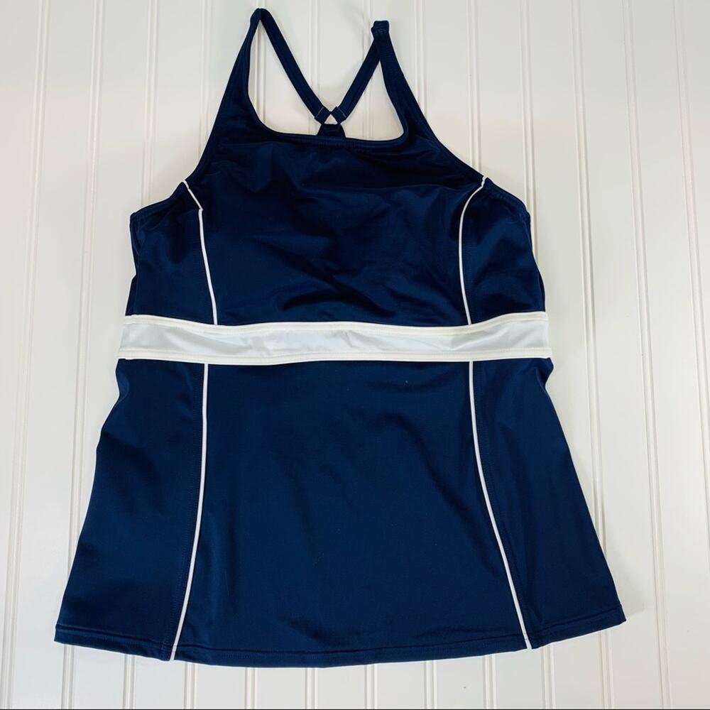 Lands’ End Sport Navy High Neck Tankini Sz 10 NWT